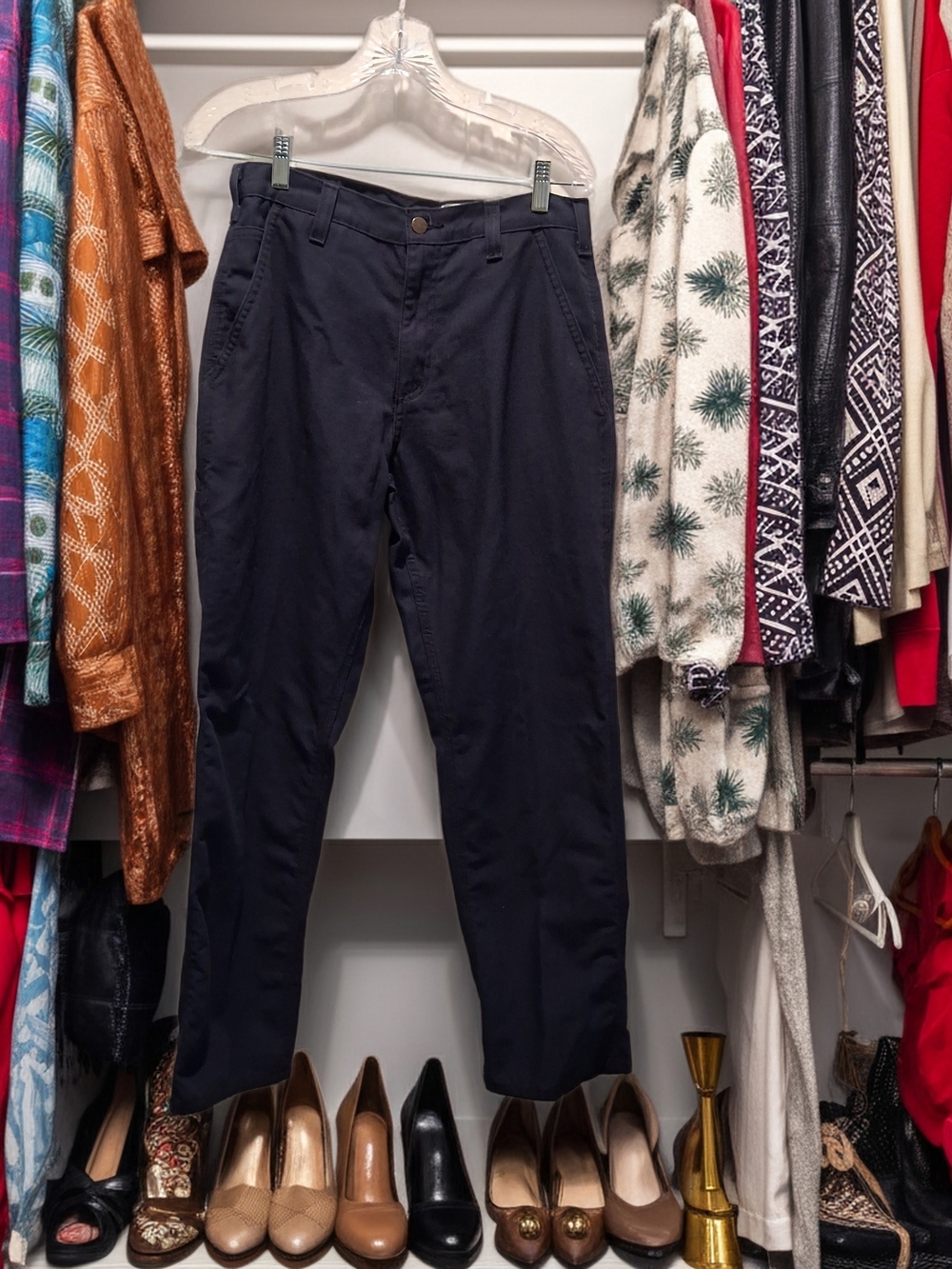 Carhartt Men's Navy Blue Straight-Leg DUNGAREE FIT Pants SIZE 30X32
